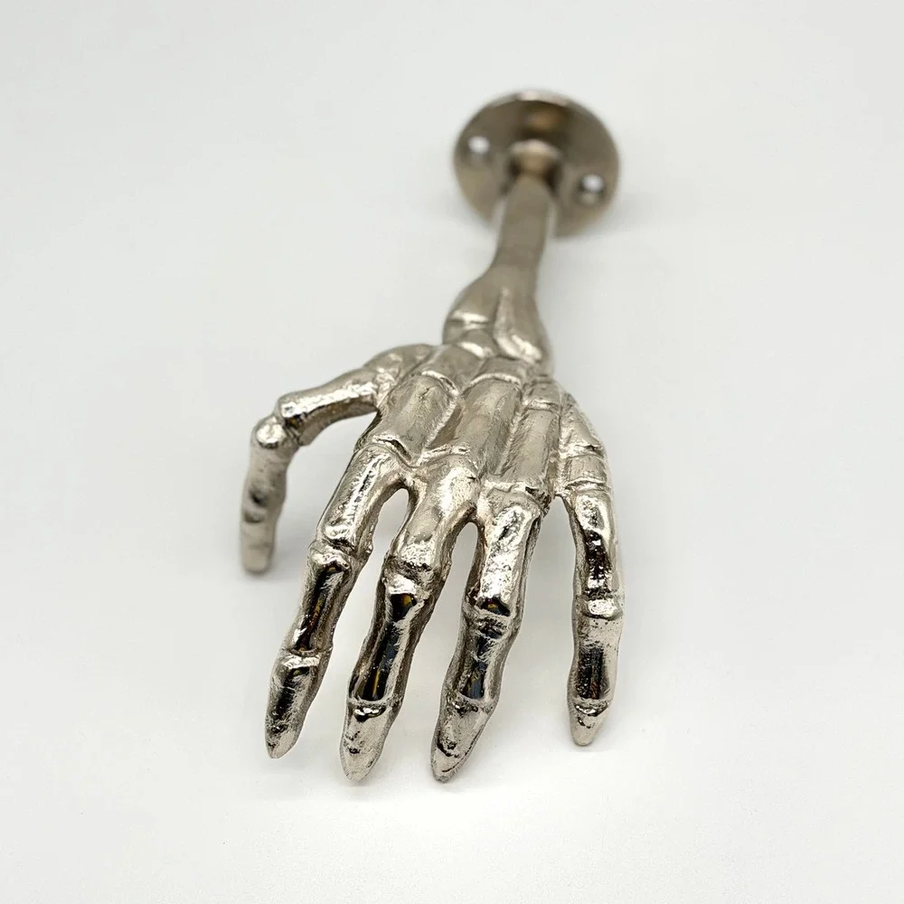 ONE HUNDRED 80 DEGREES Skeleton Hand Wall Hook Silver Gothic Spooky Halloween